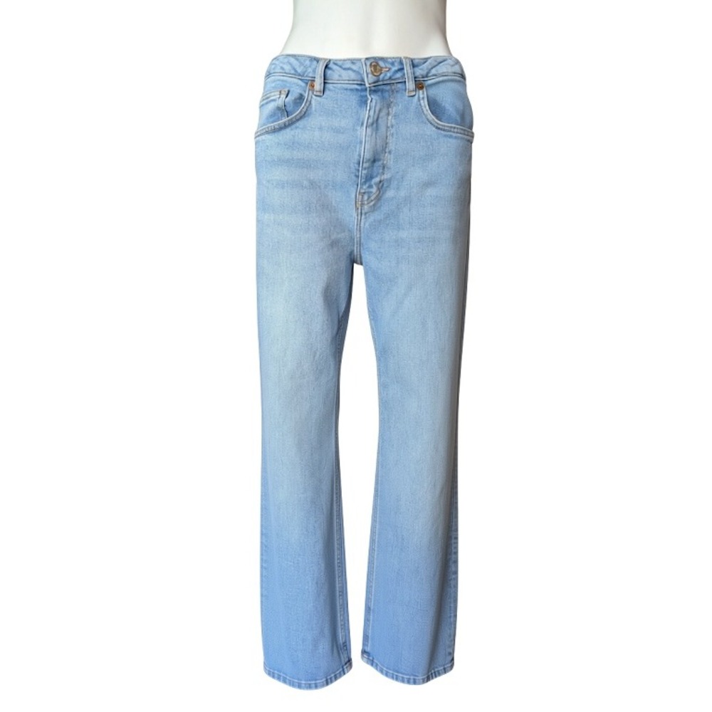 Zara Womens High Rise Straight Leg Light Wash Denim Jeans Blue Size 10 EUR 42